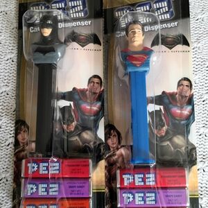 PEZ Batman and Superman Candy Dispenser Set - Black and Blue